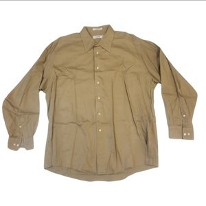 Calvin Klein Button Up Collar Shirt Beige Men's Size XL